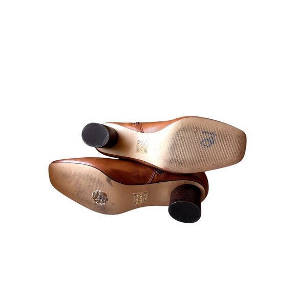 Draper James Bethany Booties Women’s 8 | Cognac Brown Leather Ankle Boots Block - Picture 9 of 10